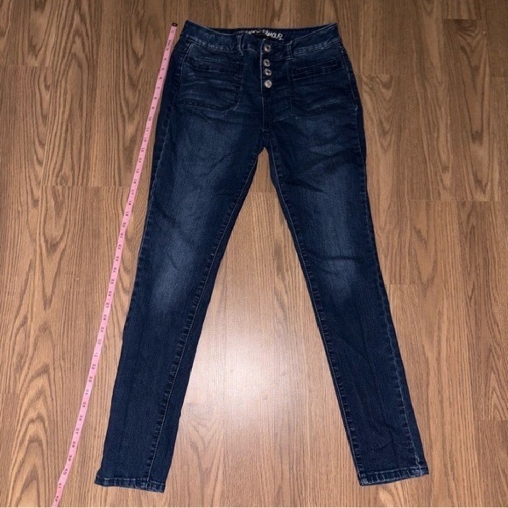 Almost Famous High Rise Skinny Jeans‎ Dark Wash Denim Button Fly